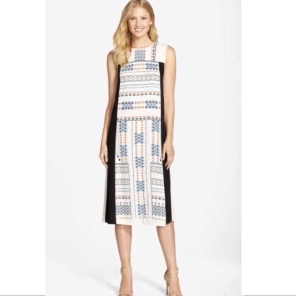 NWT BCBG MAX AZRIA BECKA BLOCK PRINT MIDI DRESS GARDENIA BCV60F05 SIZE XS - Picture 4 of 7